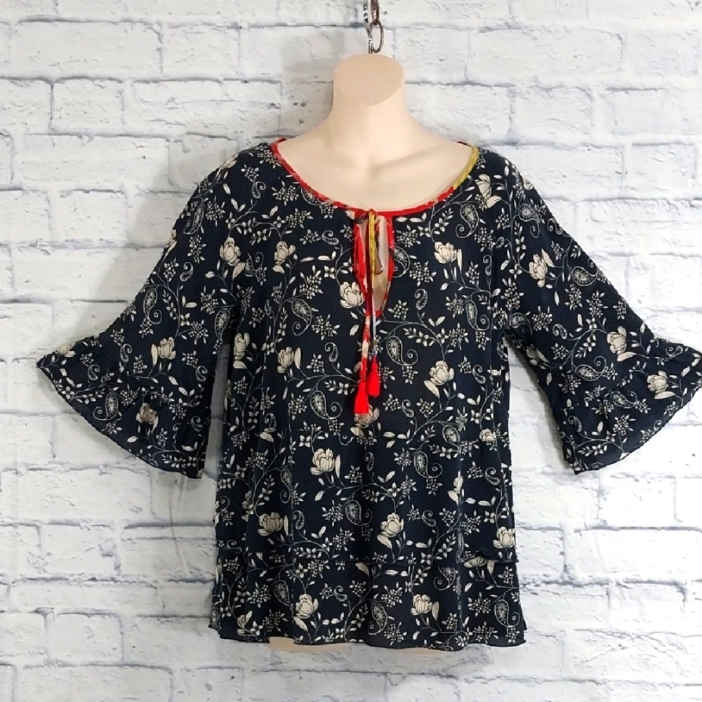 🔵BOGO FREE🔵 Johnny Was Jade Silk Top  Floral Paisley 100%  Sz S